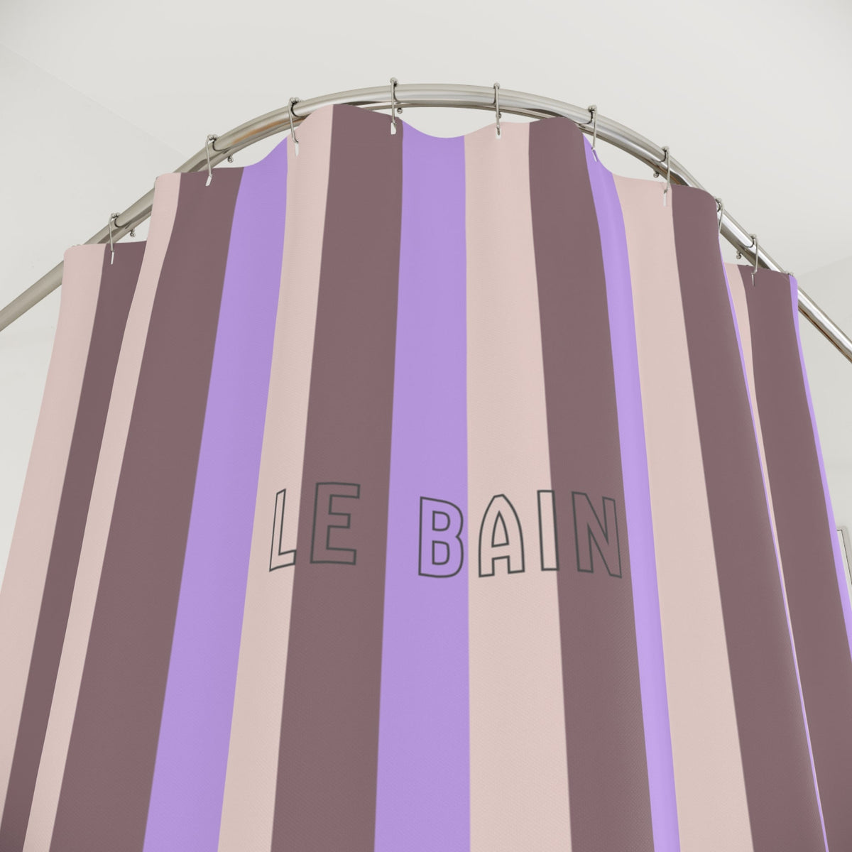 Striped 'Le Bain' Shower Curtain — Lavender & Mauve Modern Bathroom Decor