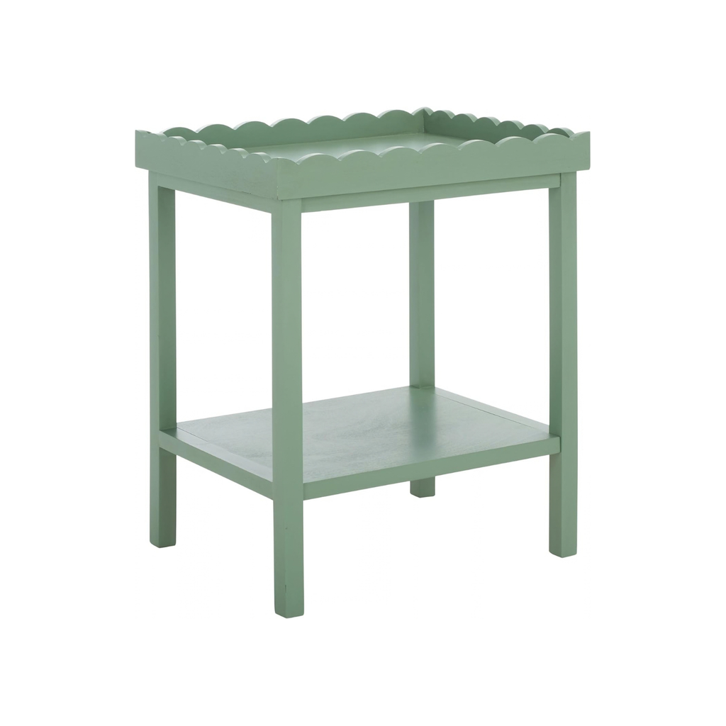 Hallie Scalloped Side Table in Mint Green