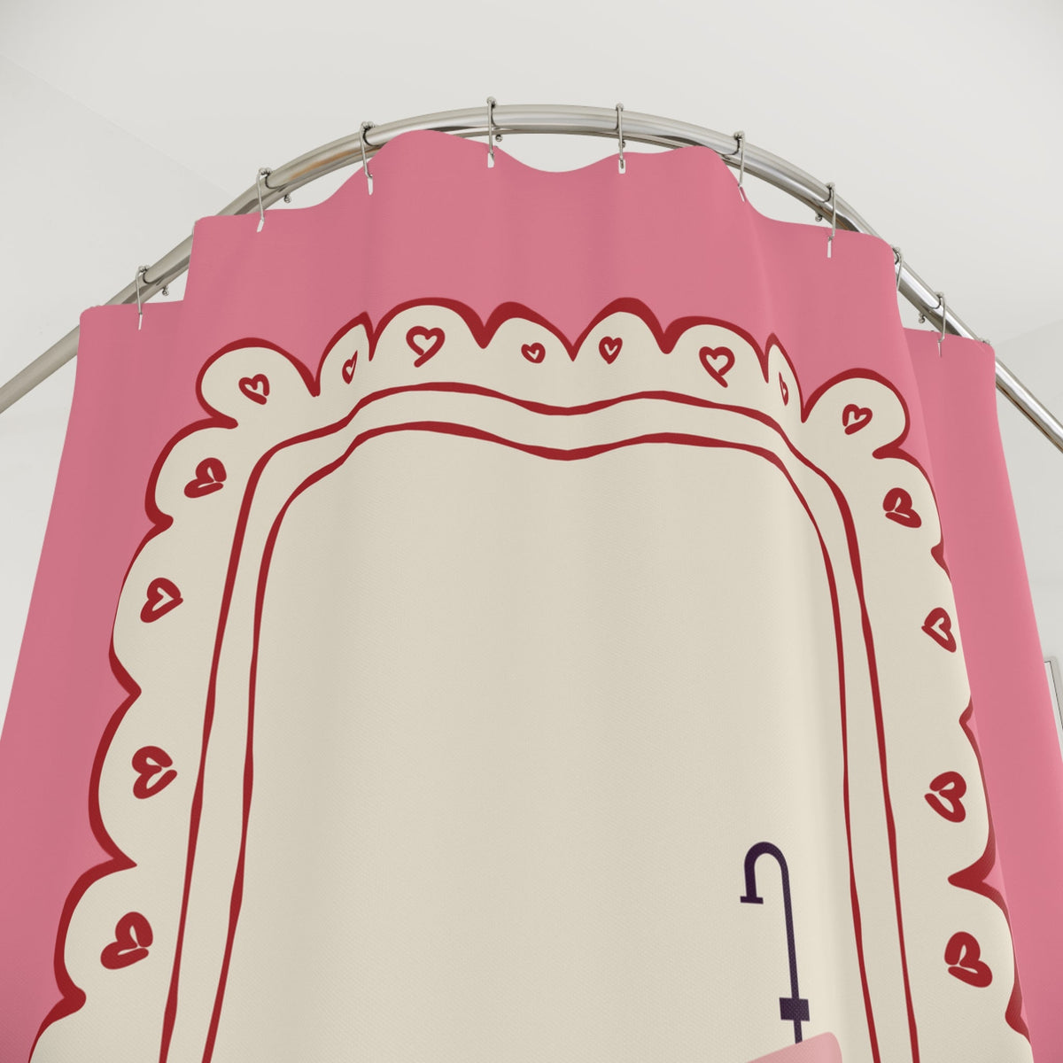 Vintage Girly Shower Curtain, PINK  |  Whimsical Decor