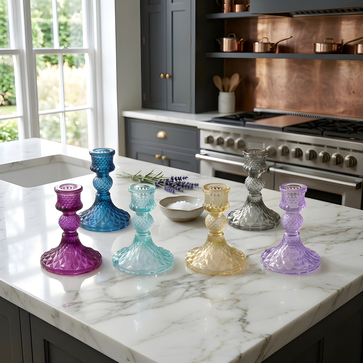 Colored Glass Taper Holder | Light Purple