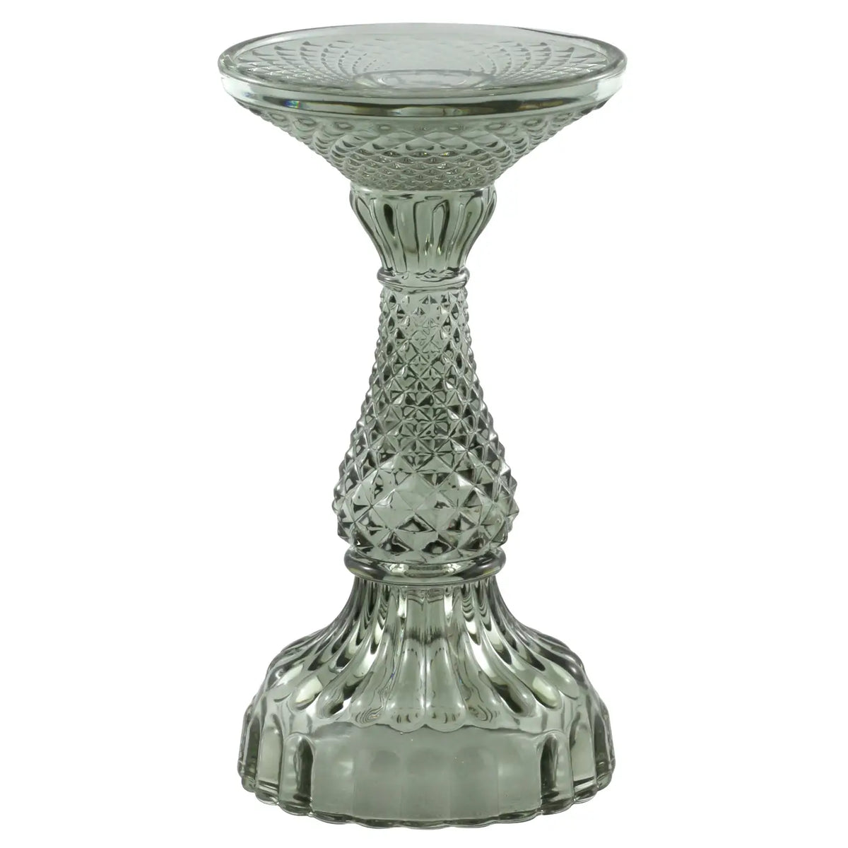 Glass Pillar Candle Holders – Green