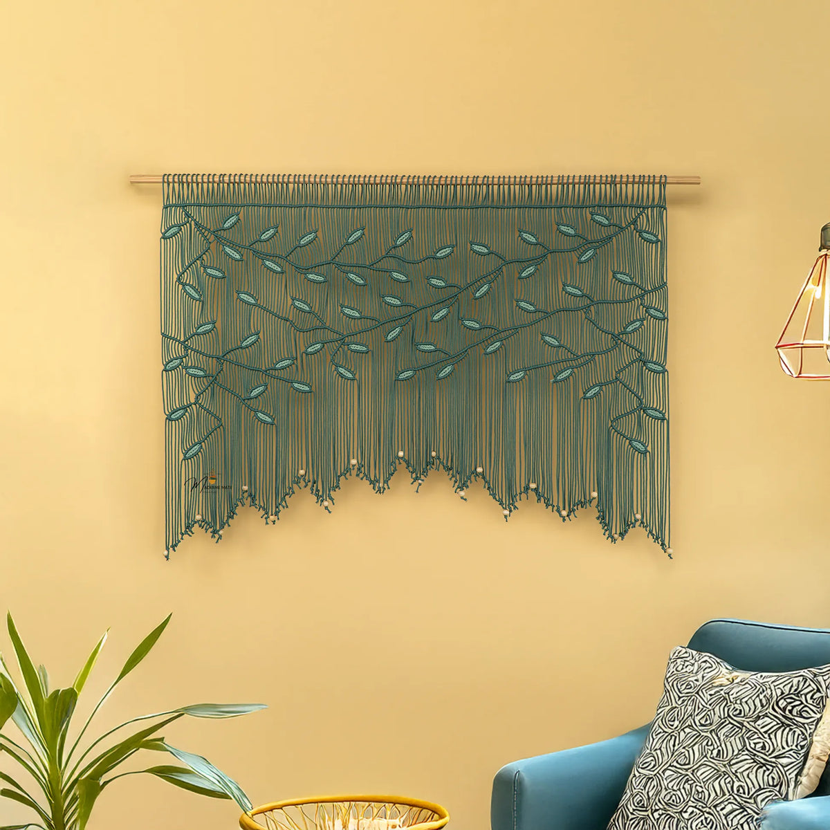 Aura Emerald Sage Macrame Window Curtain