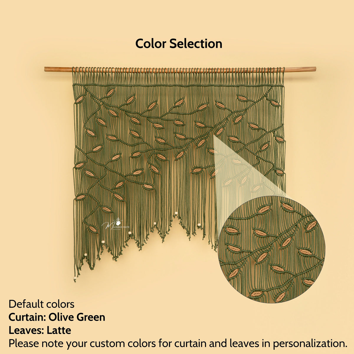 Aura Olive Latte Macrame Window Curtain