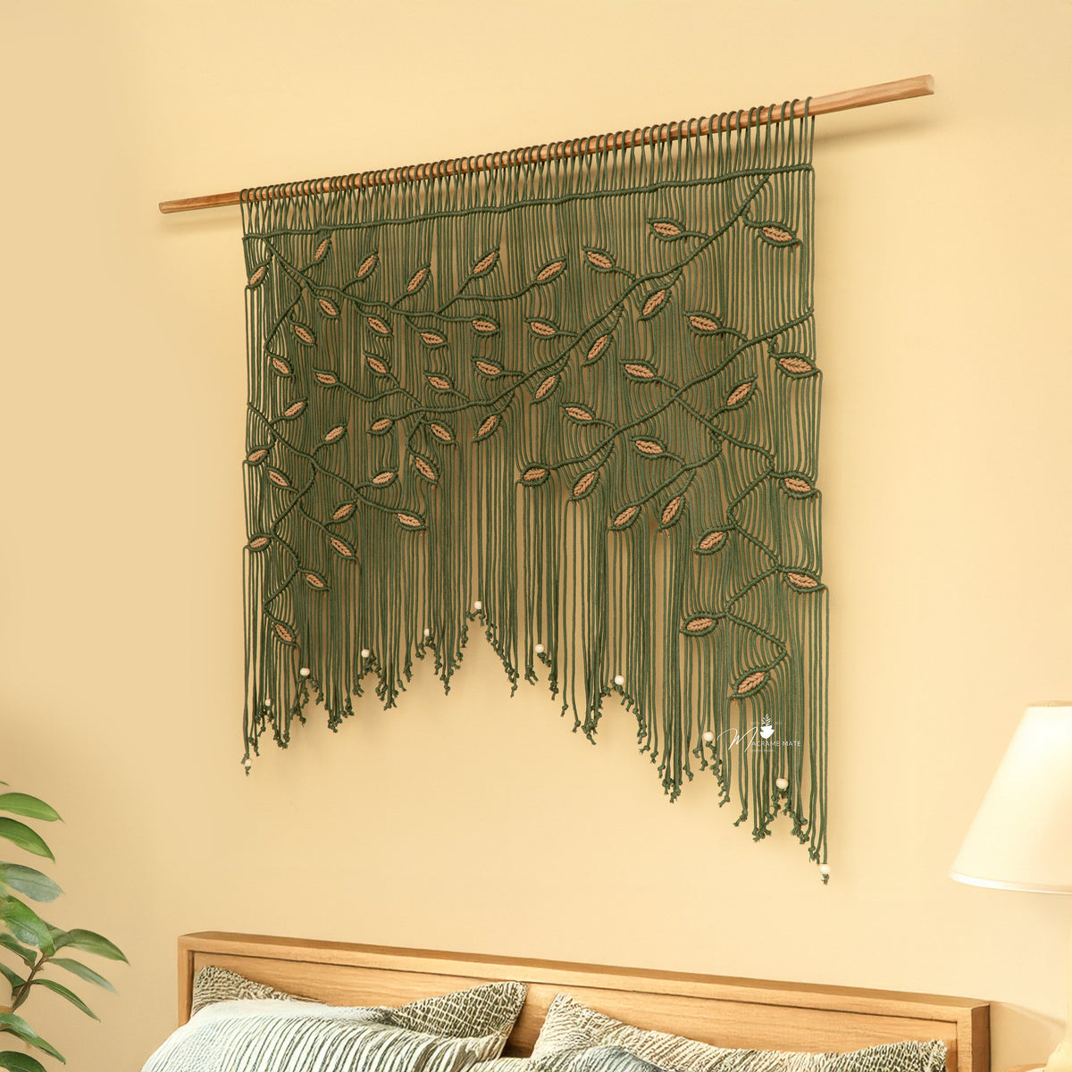 Aura Olive Latte Macrame Window Curtain