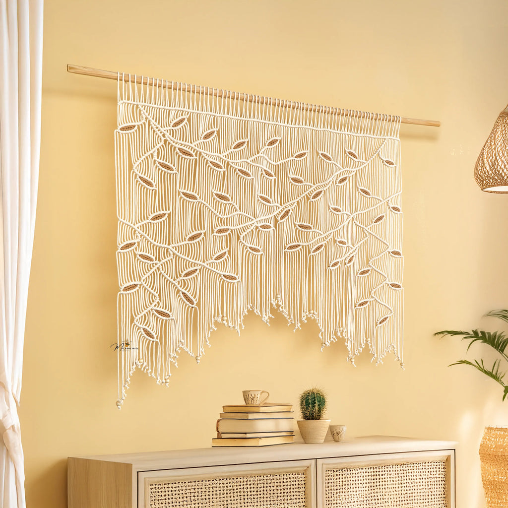 Aura Natural Latte Macrame Window Curtain