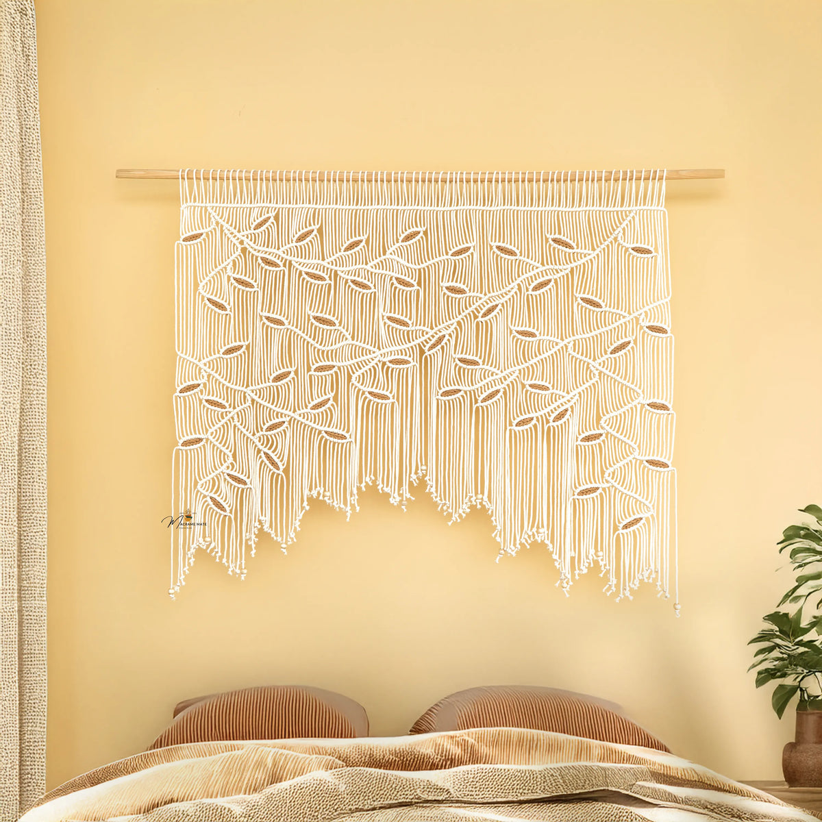 Aura Natural Latte Macrame Window Curtain