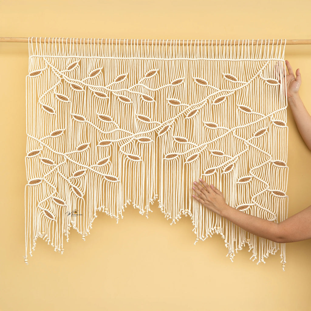 Aura Natural Latte Macrame Window Curtain