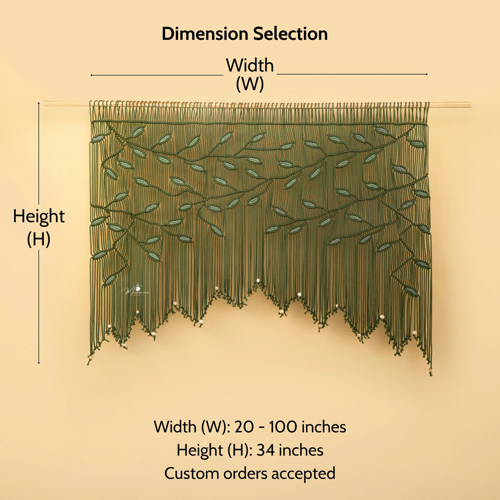 Aura Olive Sage Macrame Window Curtain