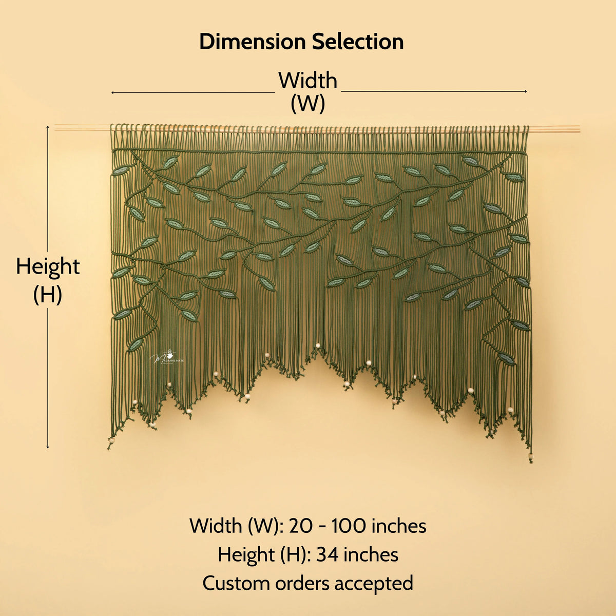 Aura Olive Sage Macrame Window Curtain
