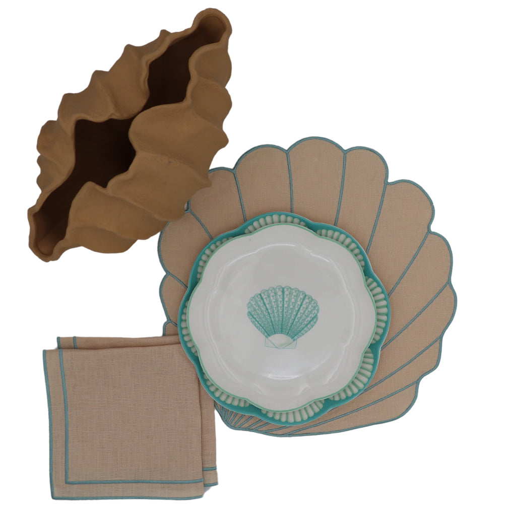 Balearic Blu Scalloped Ceramic Starter Plates – Set of 4 (+1 Bonus Plate)