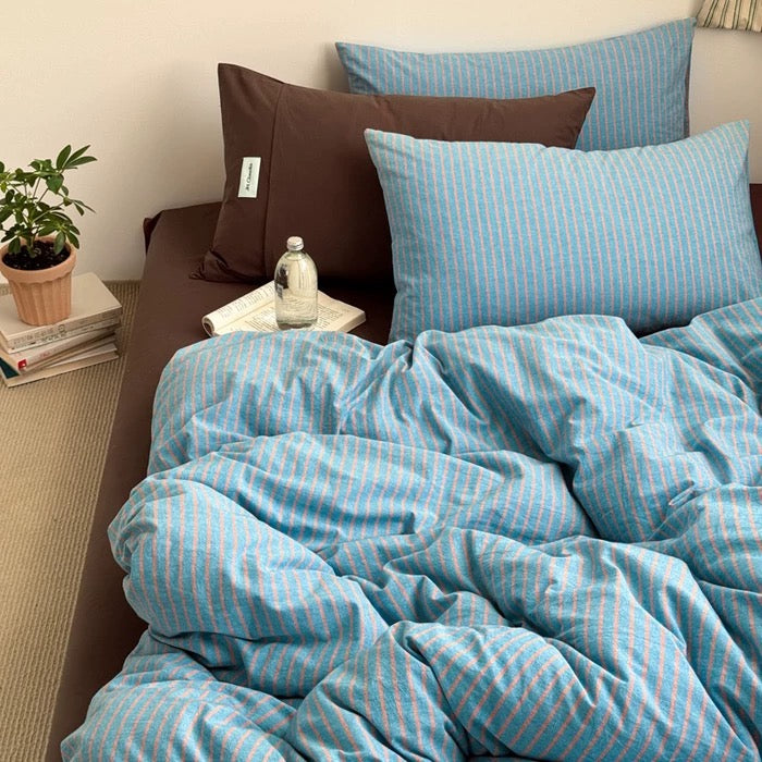Blue Striped Duvet Cover Set