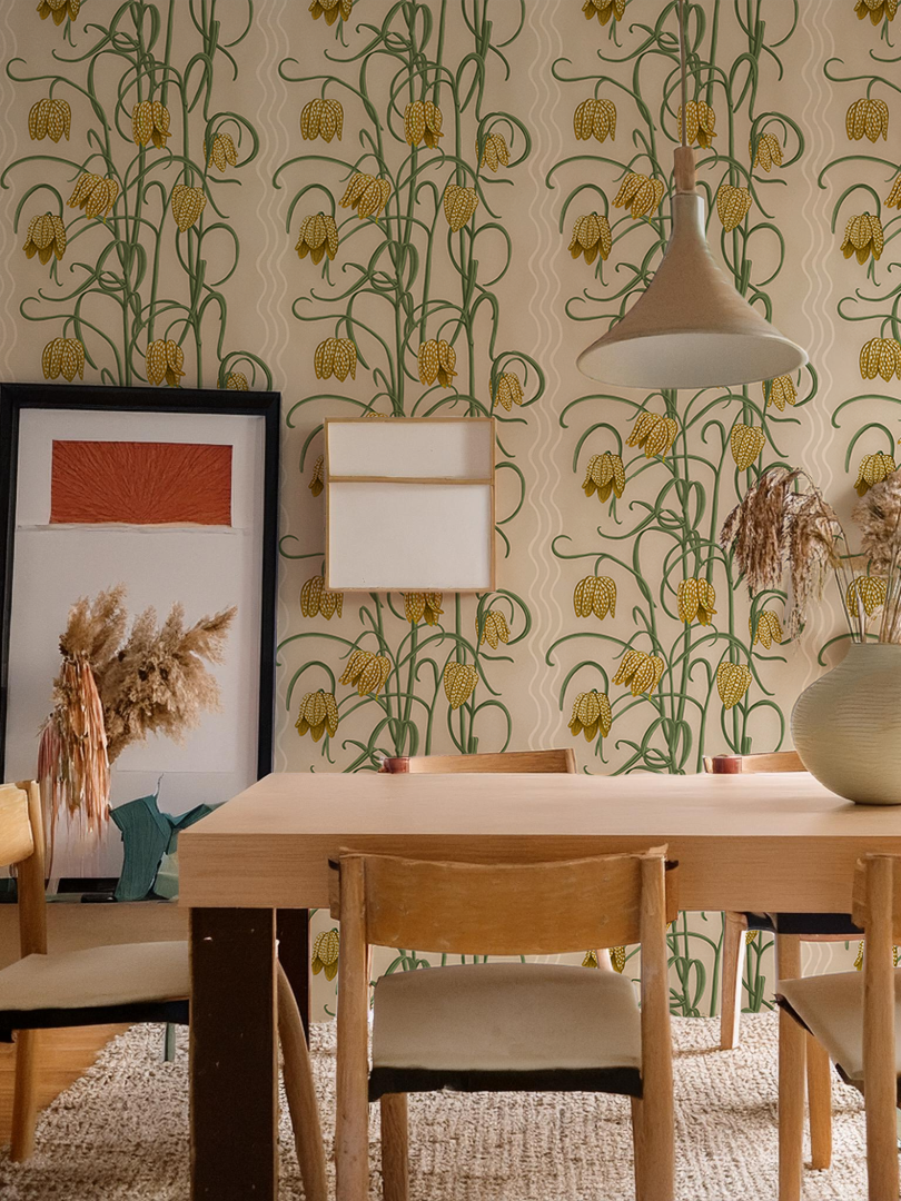 Campanas Wallpaper, tan and ocher