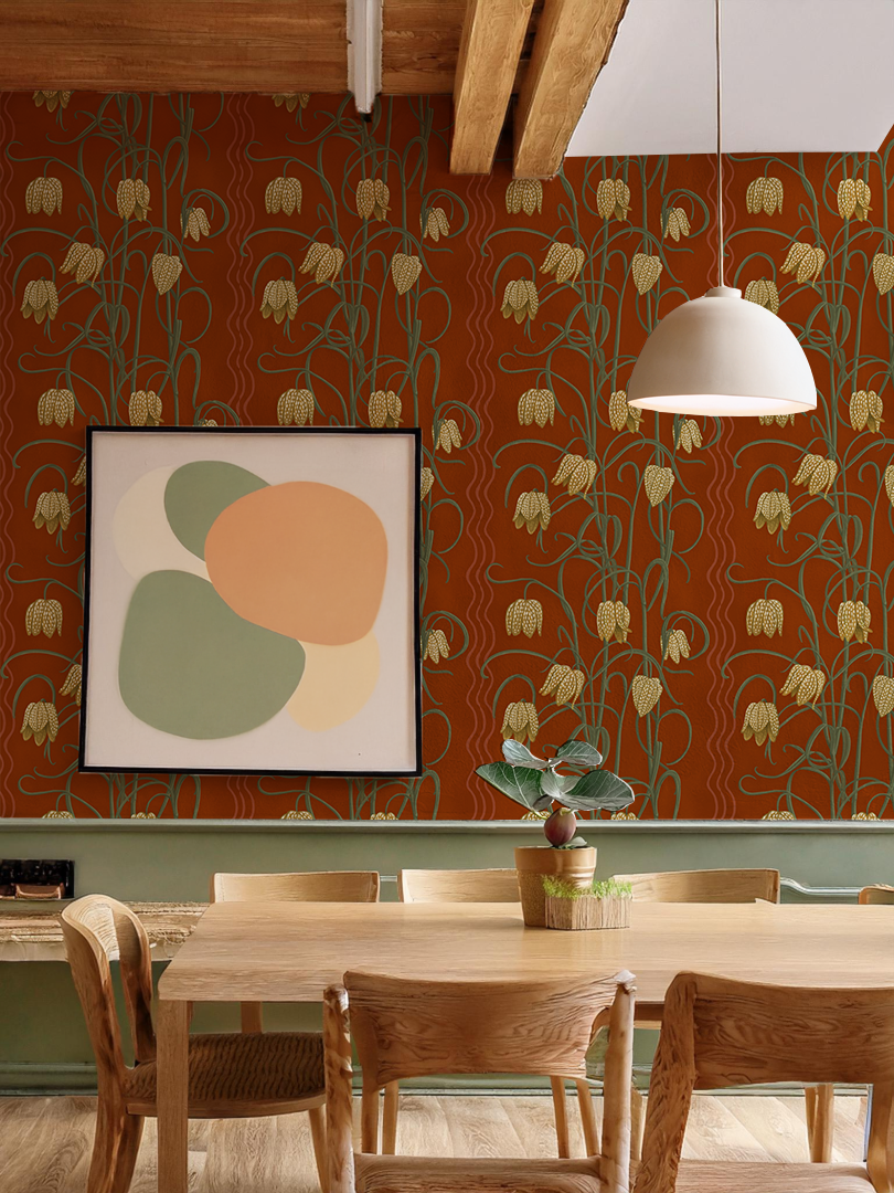 Campanas Wallpaper, rust and yellow