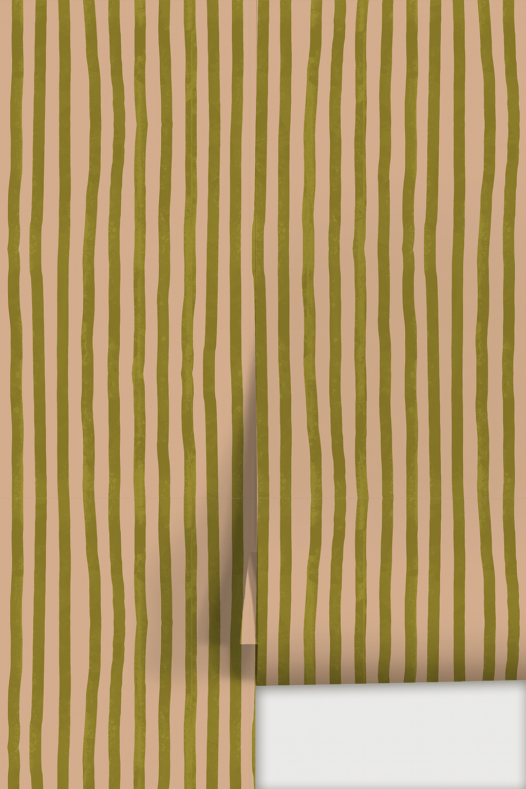 Dolce Stripe Wallpaper, peach and chartreuse