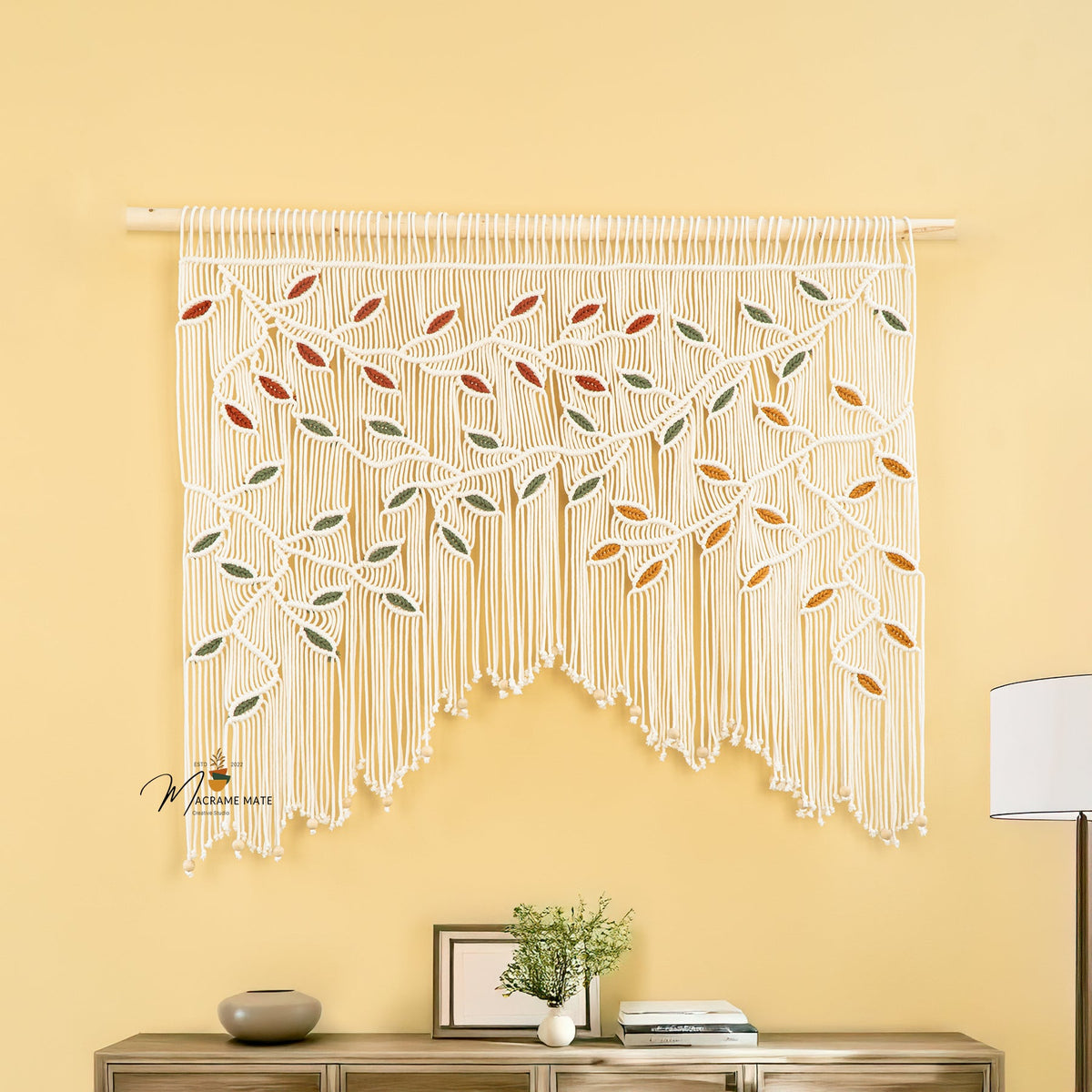 Aura Macrame Leaf Curtain Wall Hanging