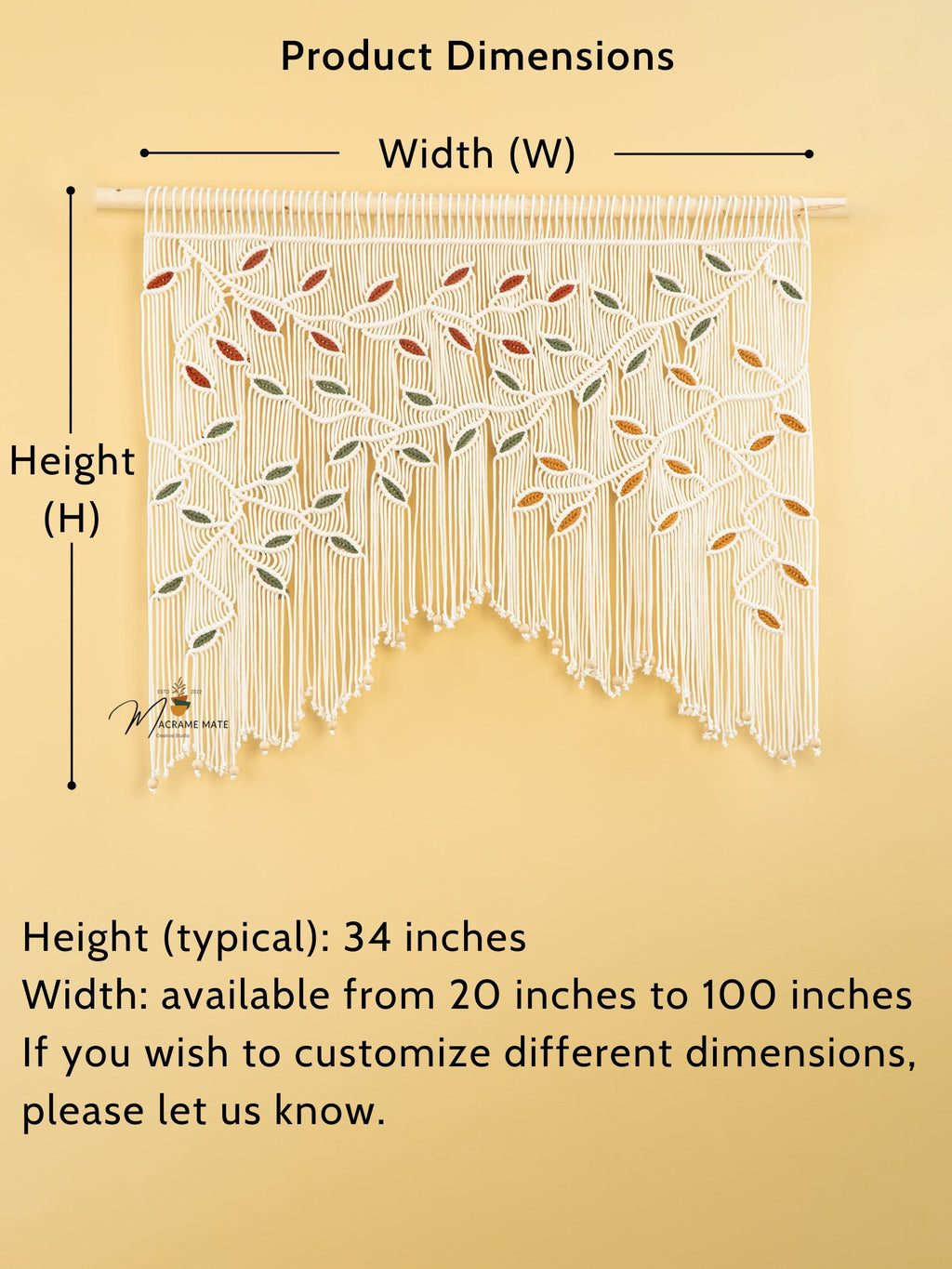 Aura Macrame Leaf Curtain Wall Hanging