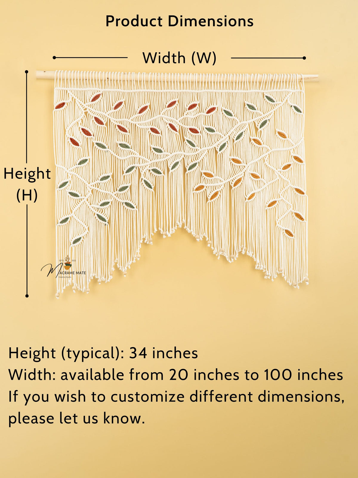 Aura Macrame Leaf Curtain Wall Hanging