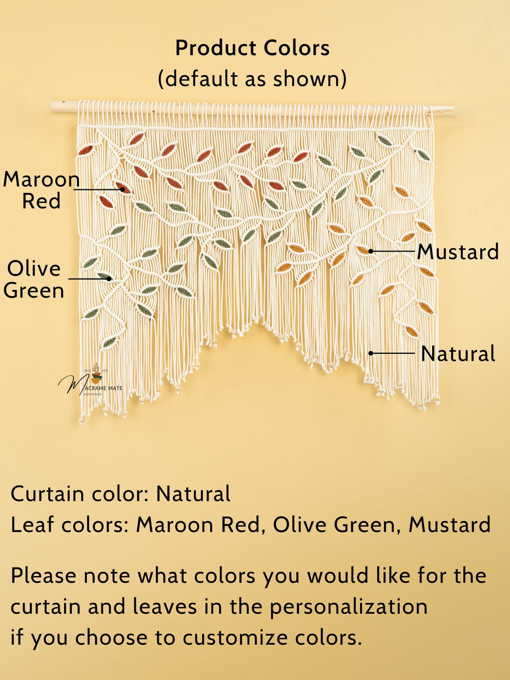 Aura Macrame Leaf Curtain Wall Hanging