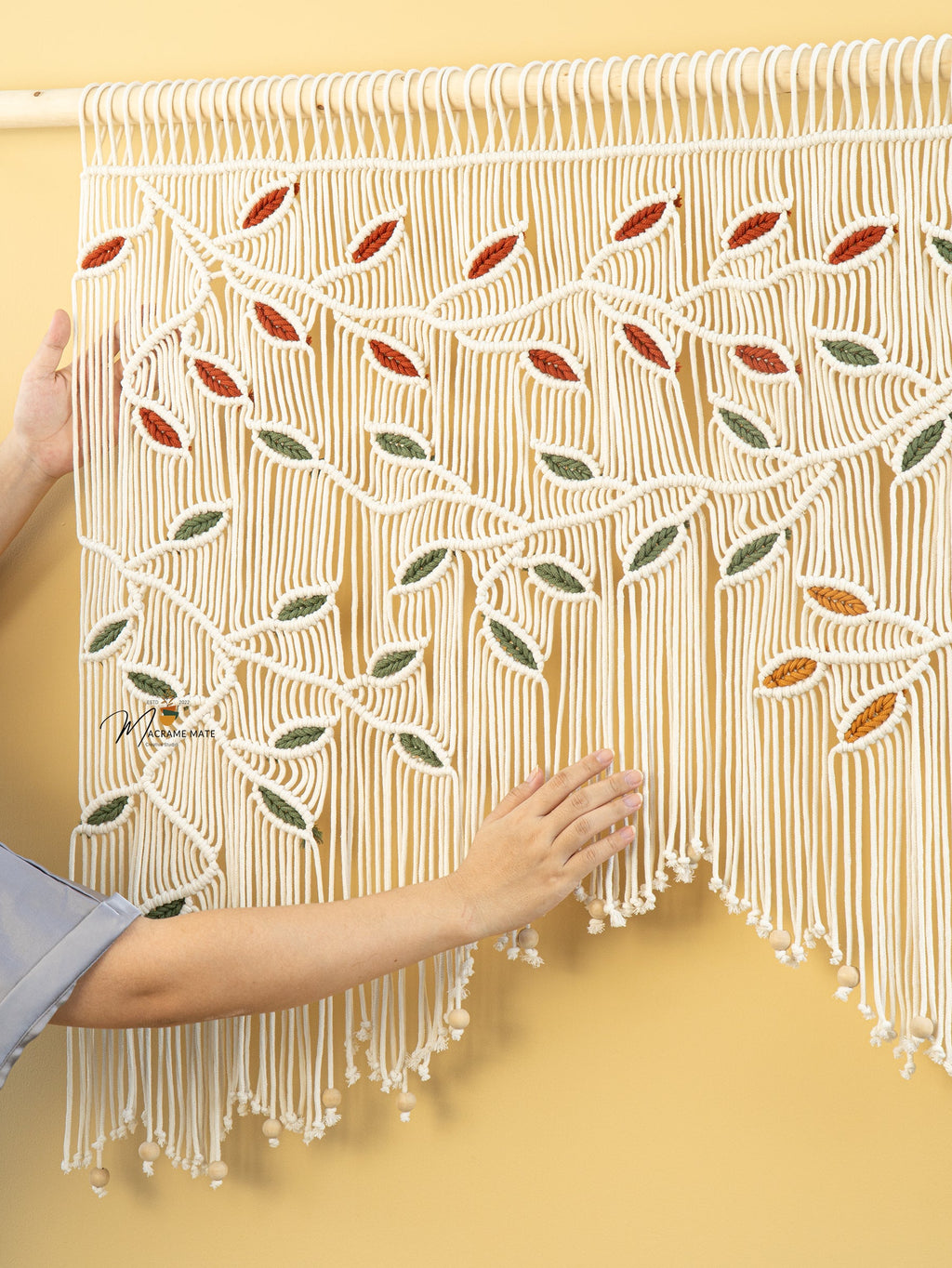 Aura Macrame Leaf Curtain Wall Hanging