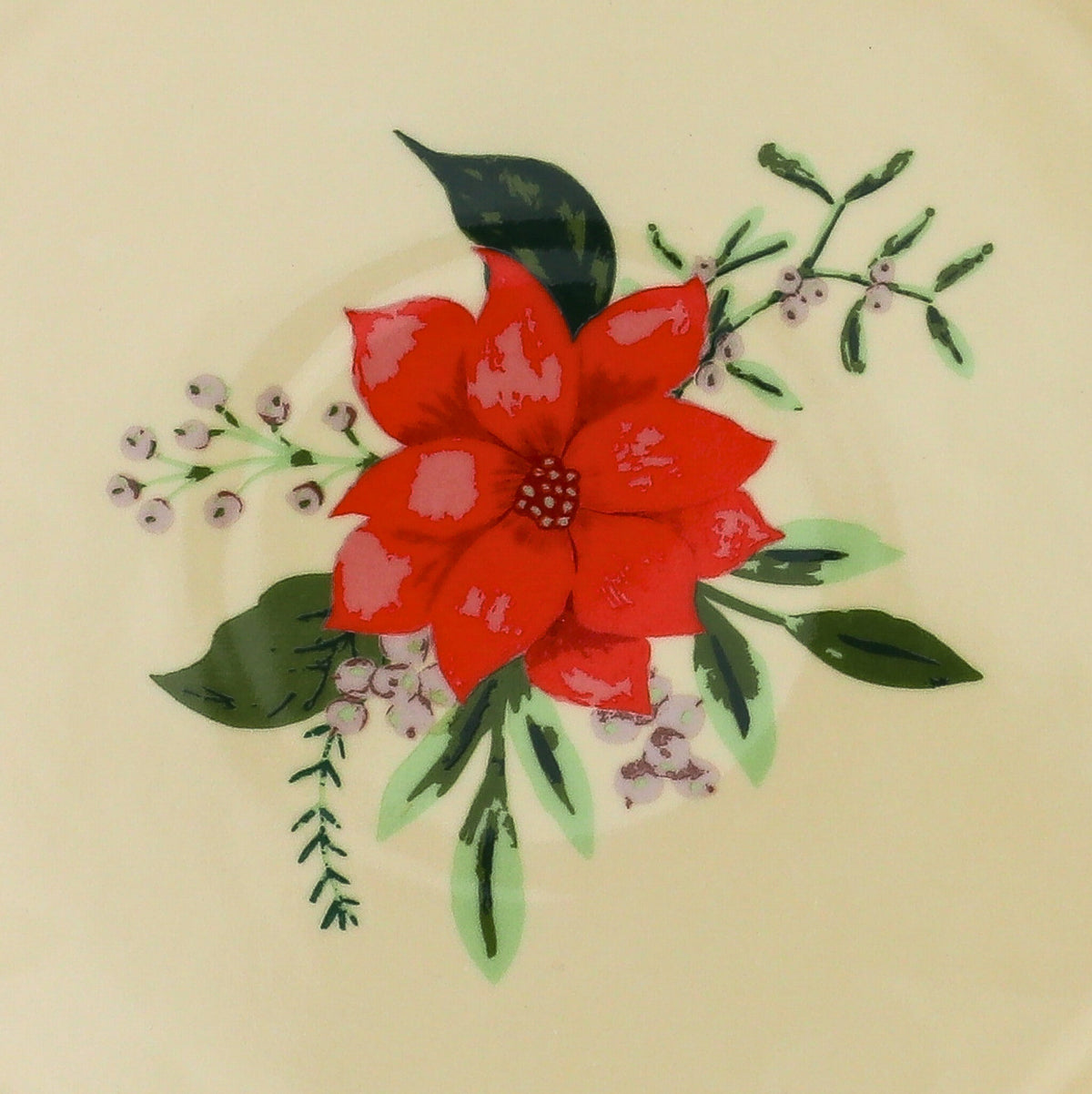 Festive Flora Scalloped Ceramic Dinner Plates – Set of 4 (+1 Bonus Plate)