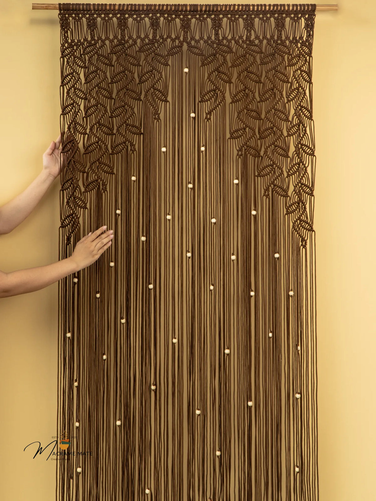 Indigo Brown Macrame Leaf Door Curtain