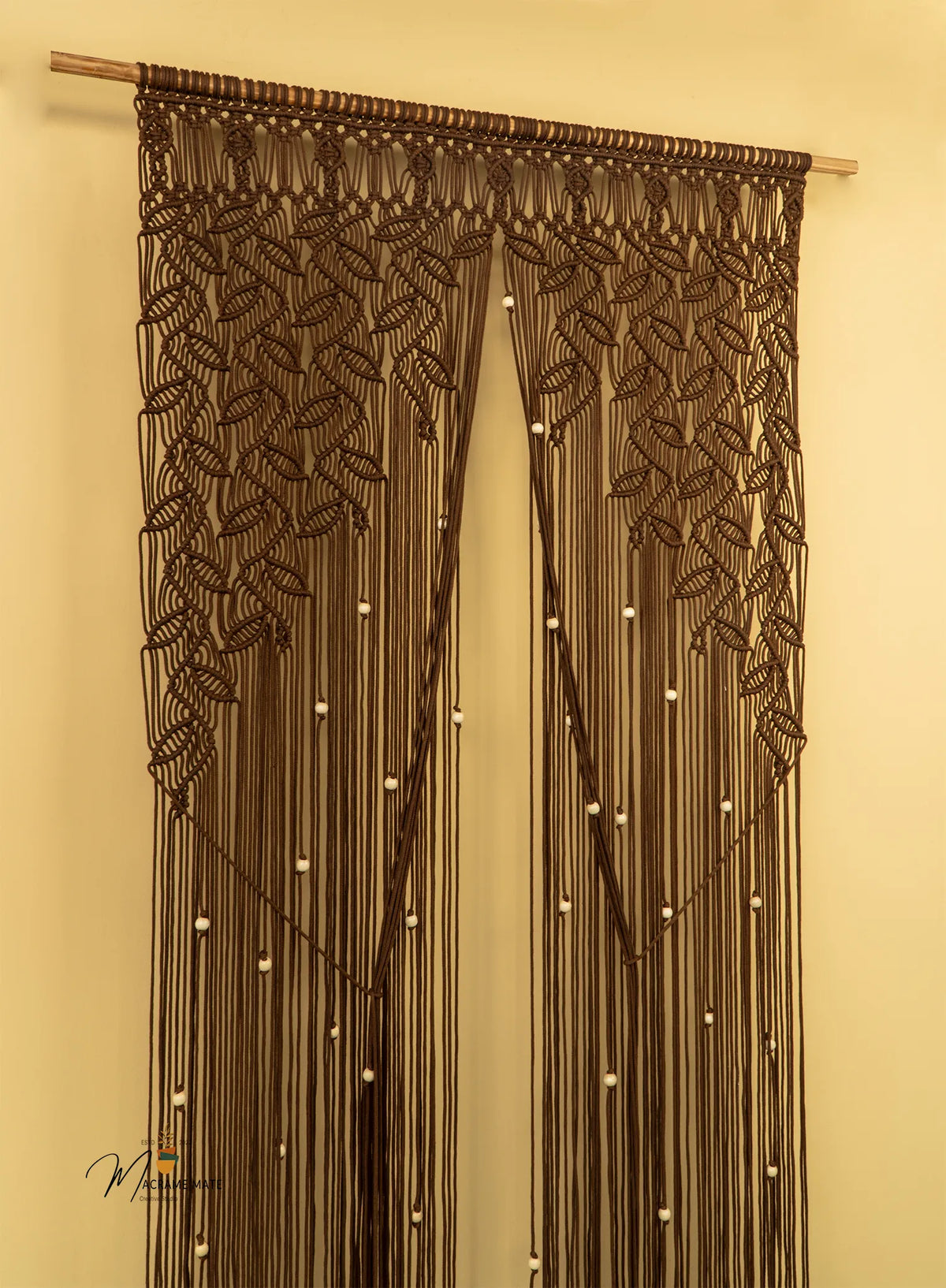 Indigo Brown Macrame Leaf Door Curtain