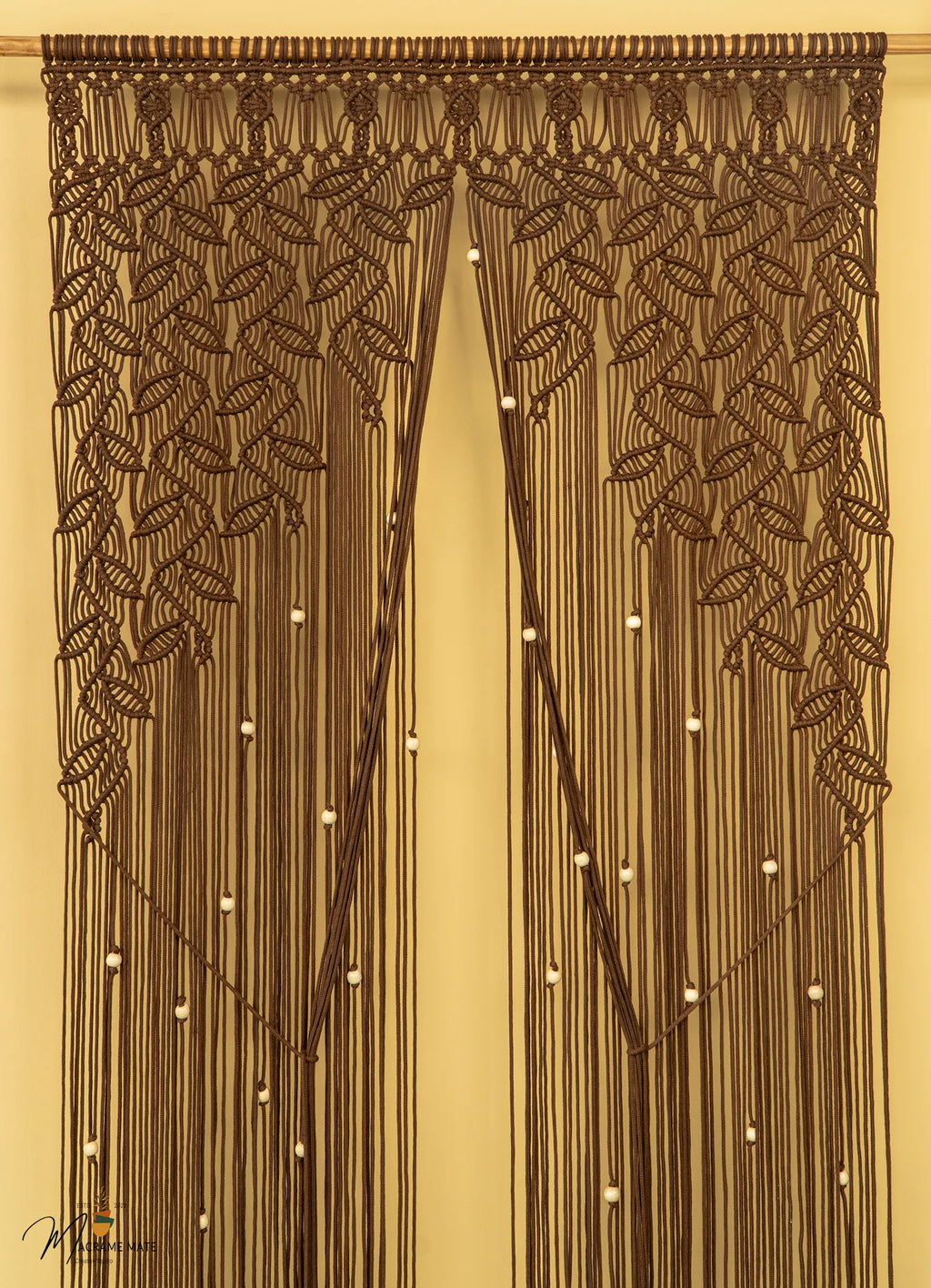 Indigo Brown Macrame Leaf Door Curtain