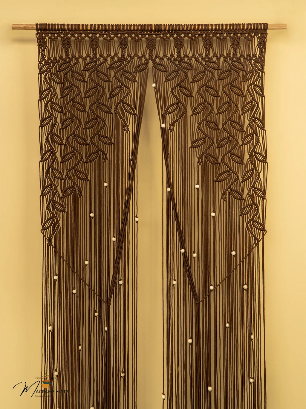 Indigo Brown Macrame Leaf Door Curtain