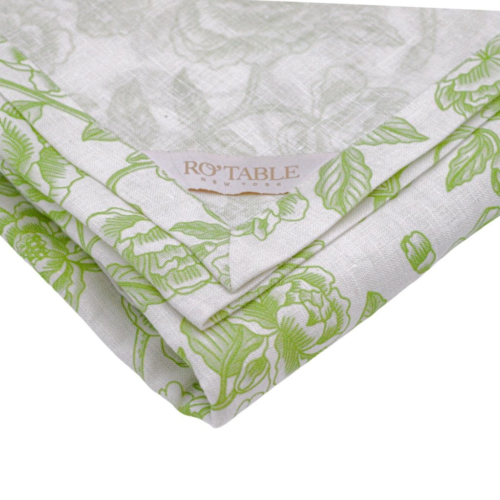Ivory Flora Parlour Premium Linen Tablecloth