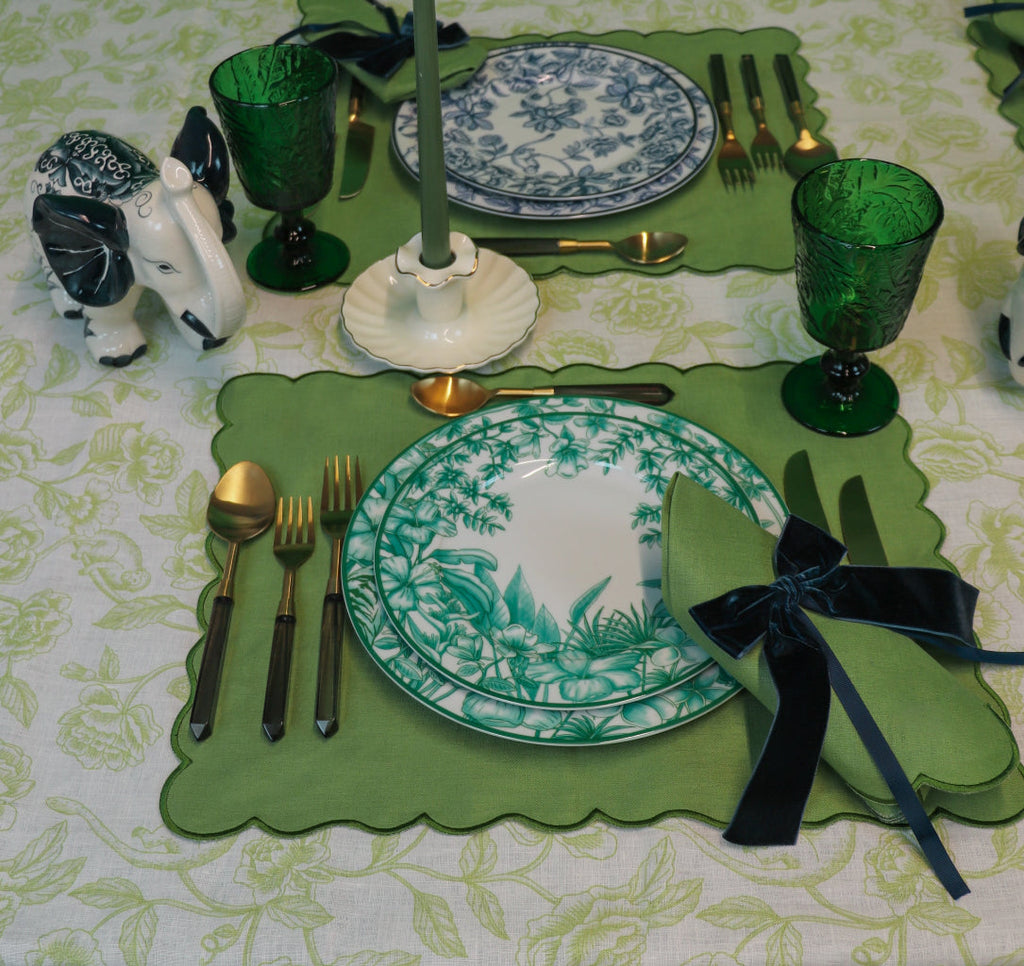Monsoon Verdant Porcelain Starter Plates – Set of 4 (+1 Bonus Plate)