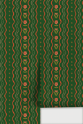 Posy Lane Stripe Wallpaper, dark green and poppy red