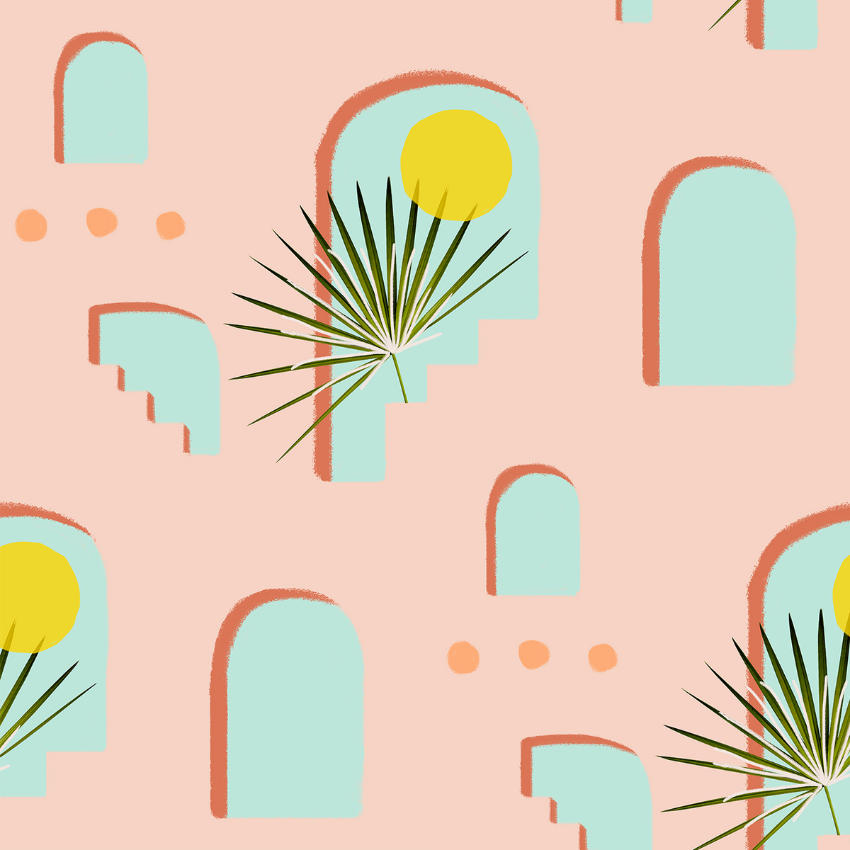Pueblo Window Wallpaper, peach