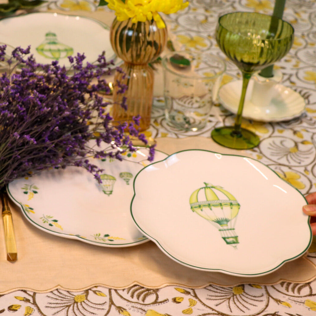 Valensole Lavender Scalloped Ceramic Dinner Plates – Set of 4 (+1 Bonus Plate)