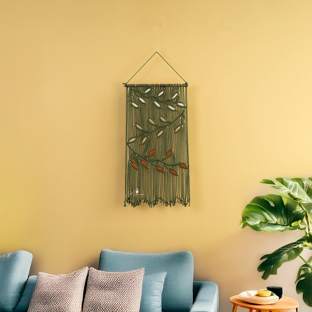 Vela Green Macrame Leaves