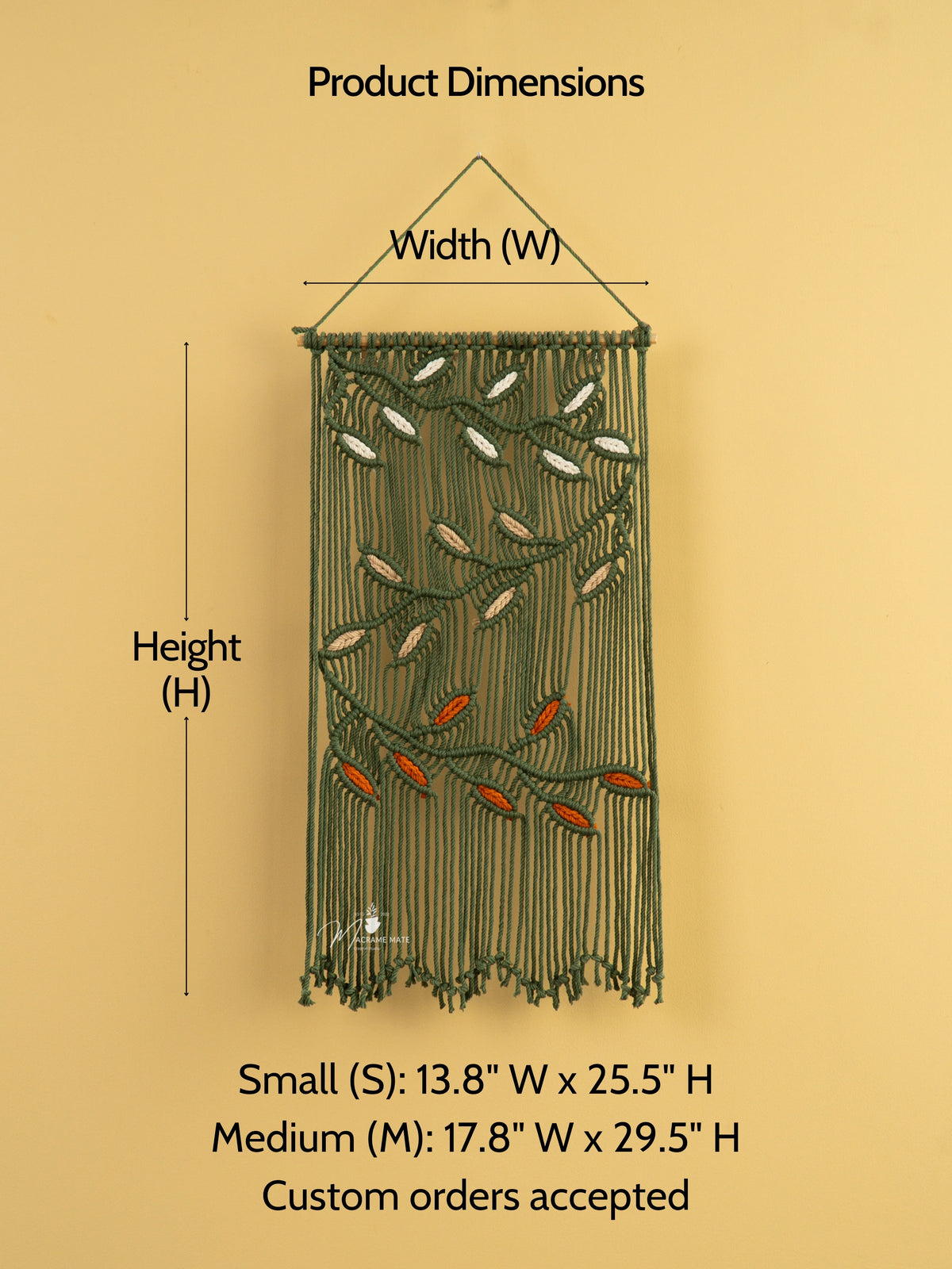 Vela Green Macrame Leaves