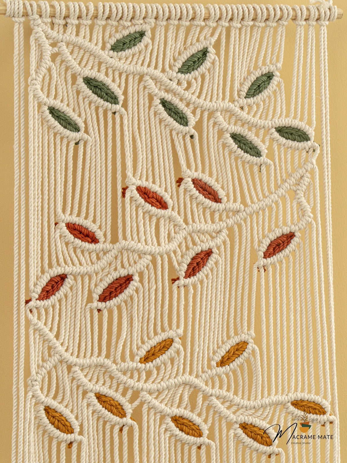 Vela Natural Macrame Leaves