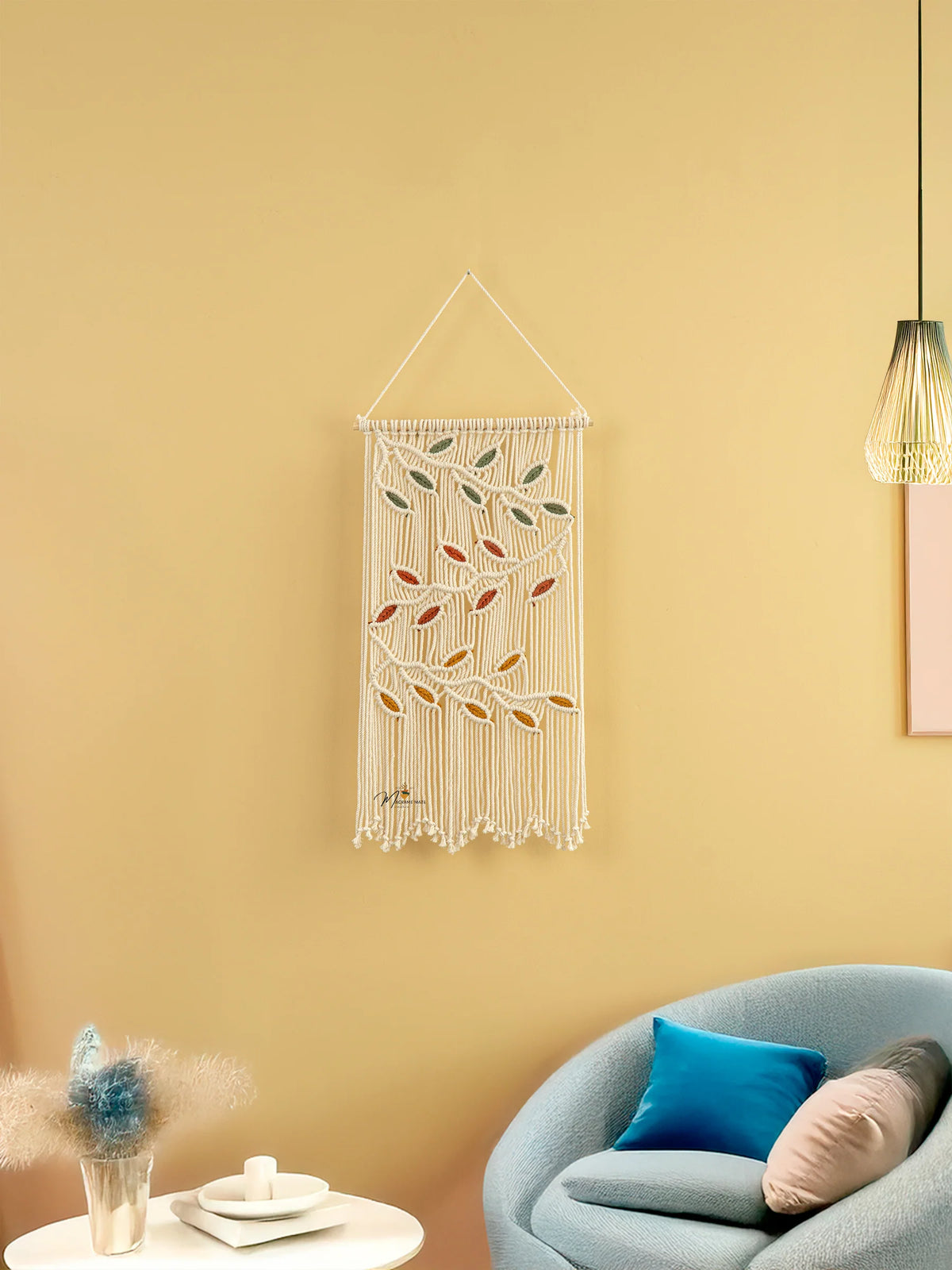 Vela Natural Macrame Leaves