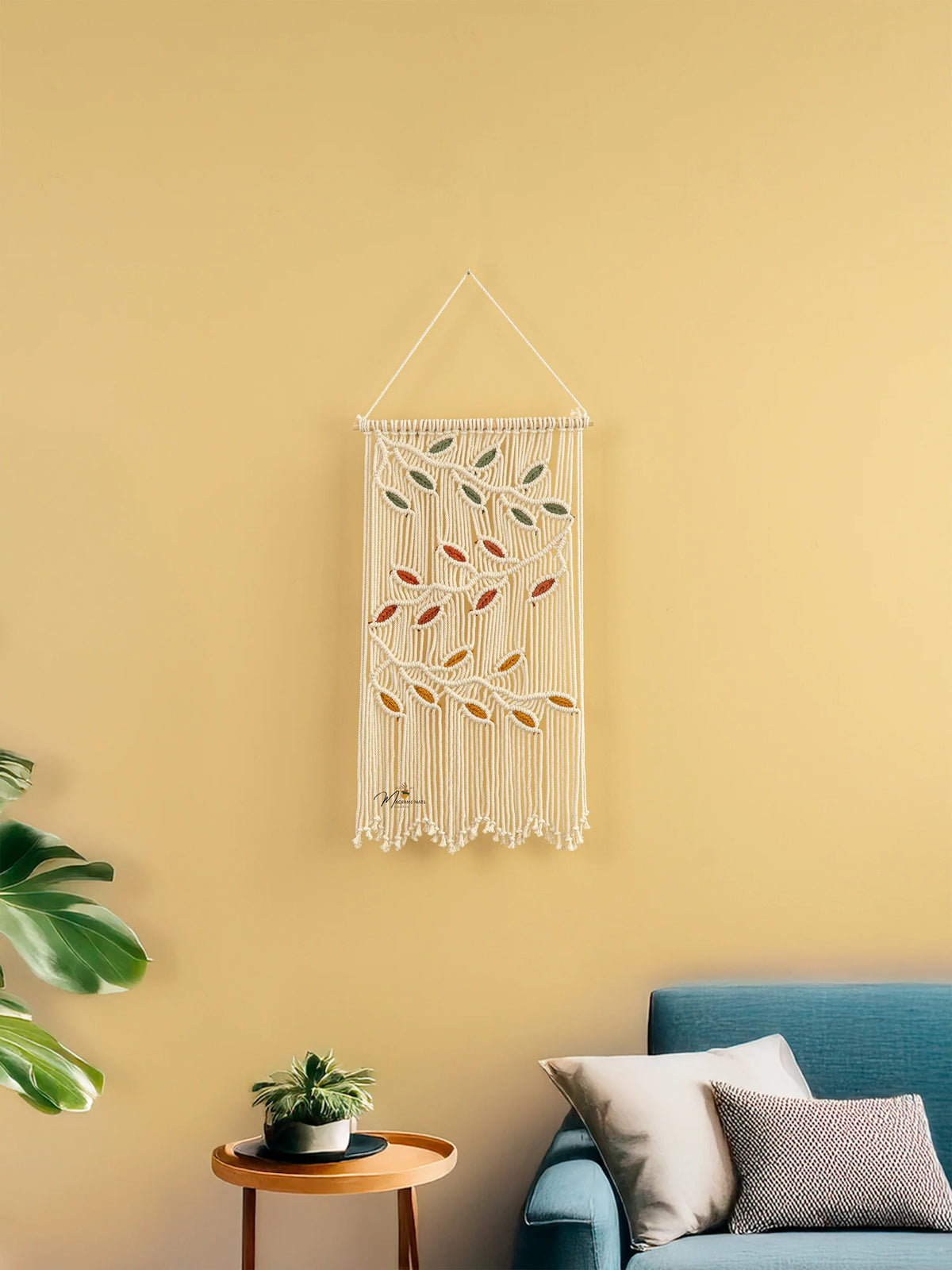 Vela Natural Macrame Leaves