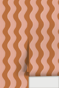 Ziggy Stripe Wallpaper, orange and pink