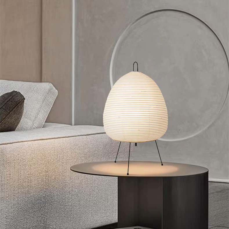 Japanese Washi Paper Table Lamp | Minimalist Tripod Desk Light