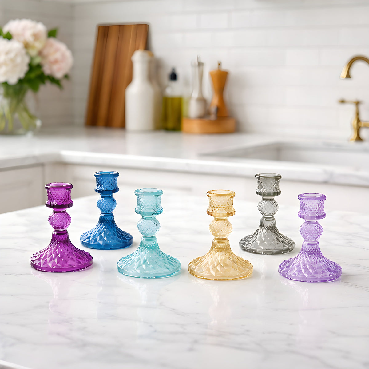 Colored Glass Taper Holder | Light Purple