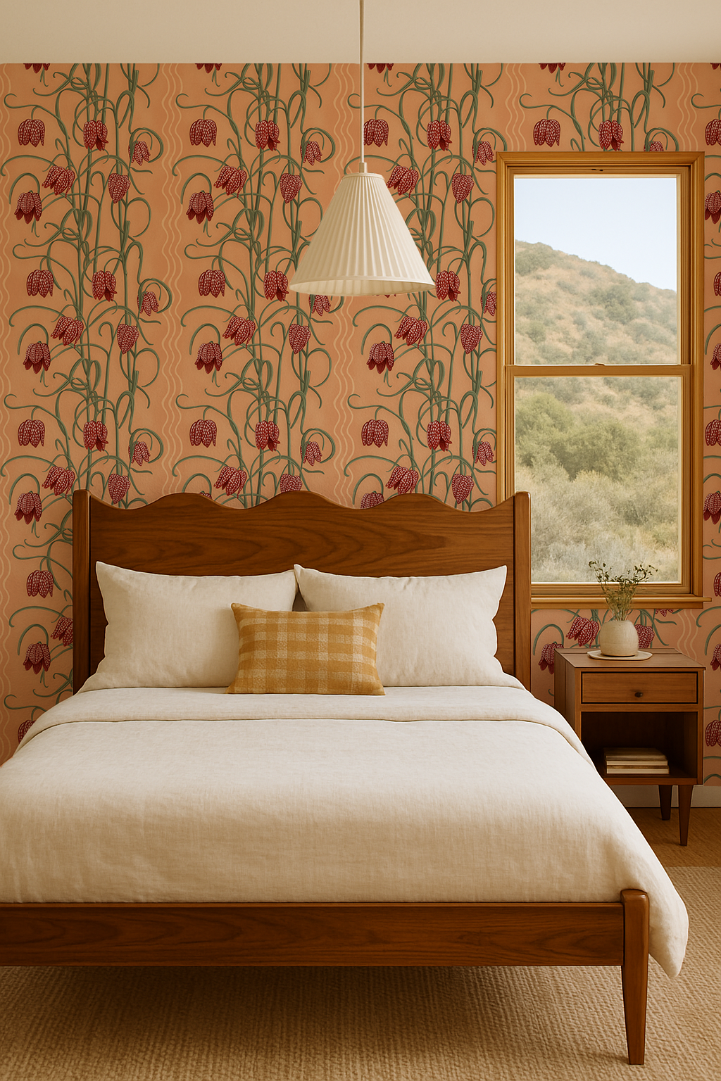 Campanas Wallpaper, peach and rust