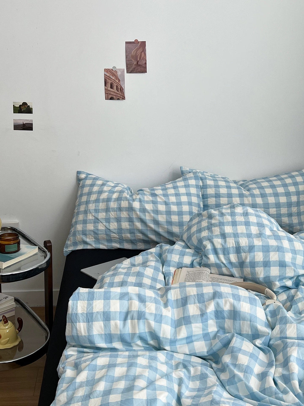 Light Blue Gingham Duvet Cover Set