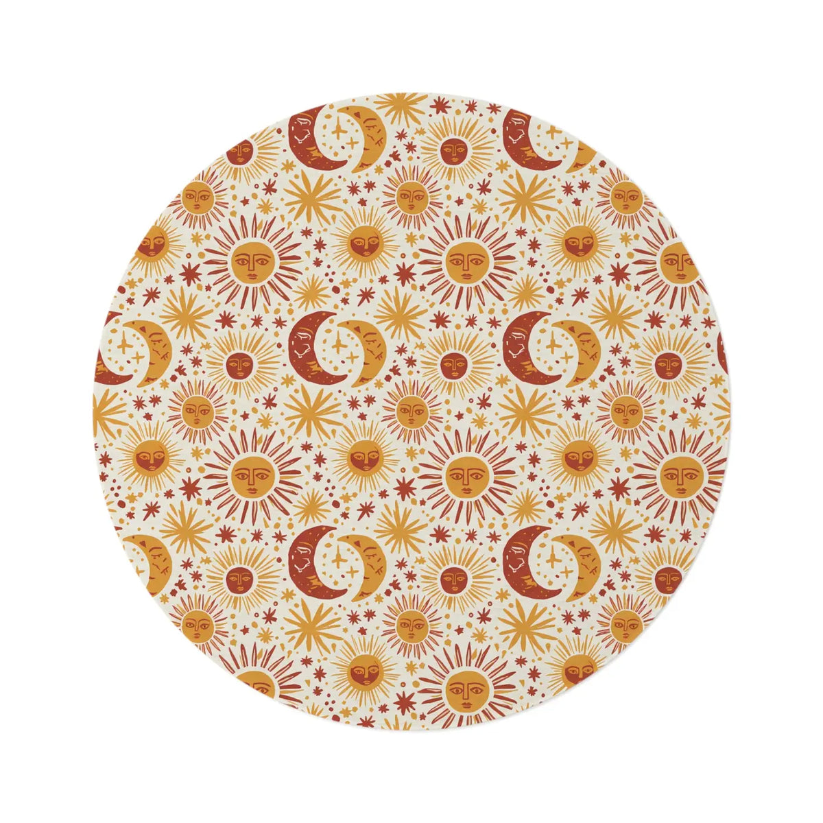 DipaliZ Celestial Area Rug Retro Sun Moon Round Chenille