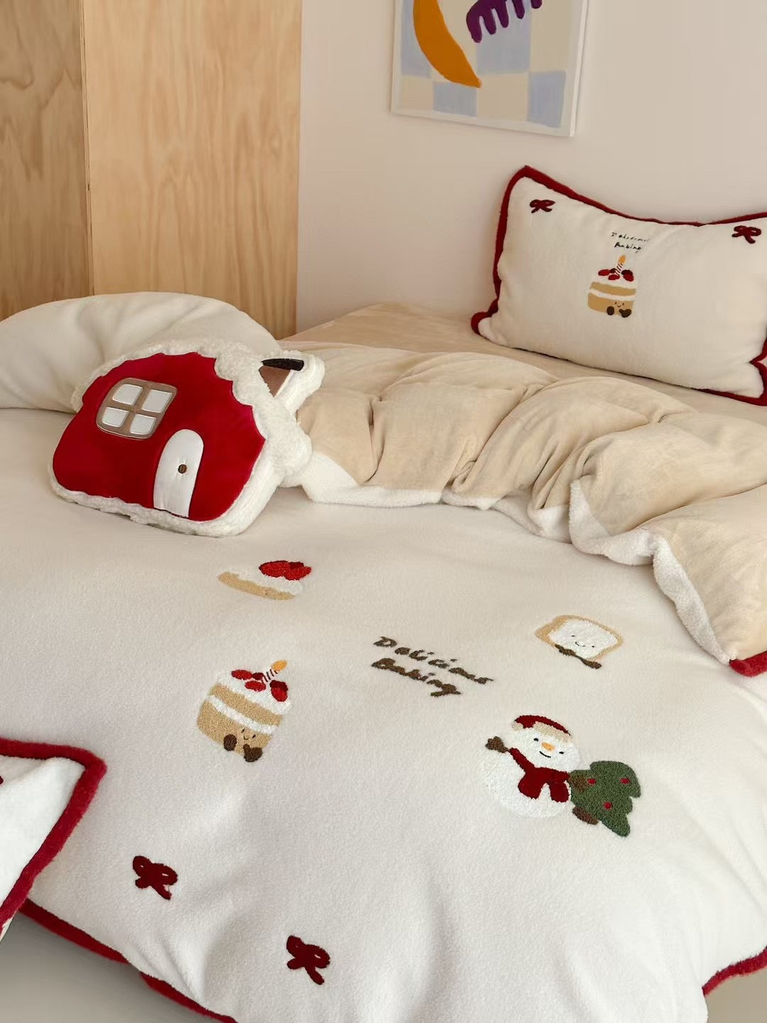 Red Bow Christmas Bedding Set