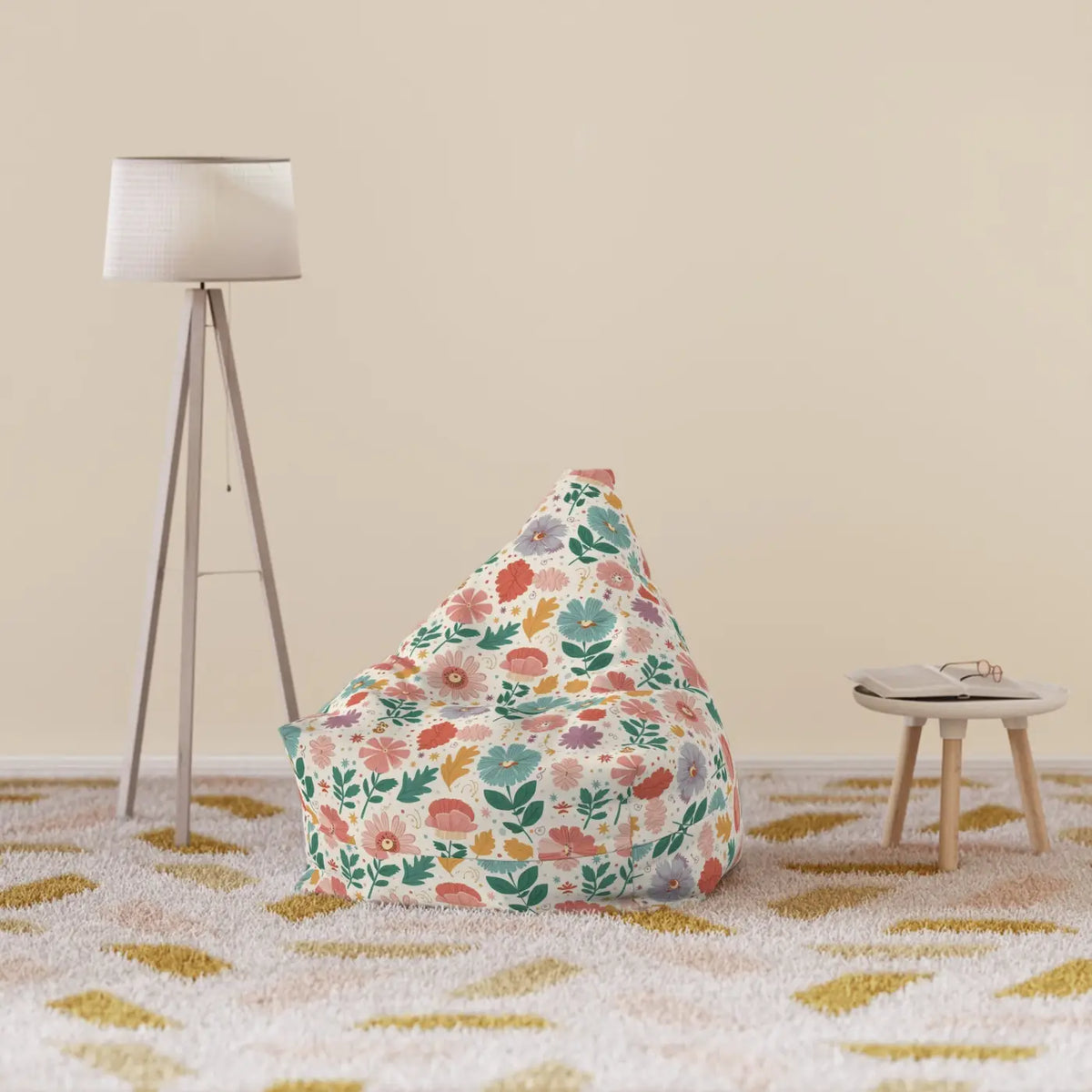 DipaliZ Floral Bean Bag Covers Durable Polyester Fabric