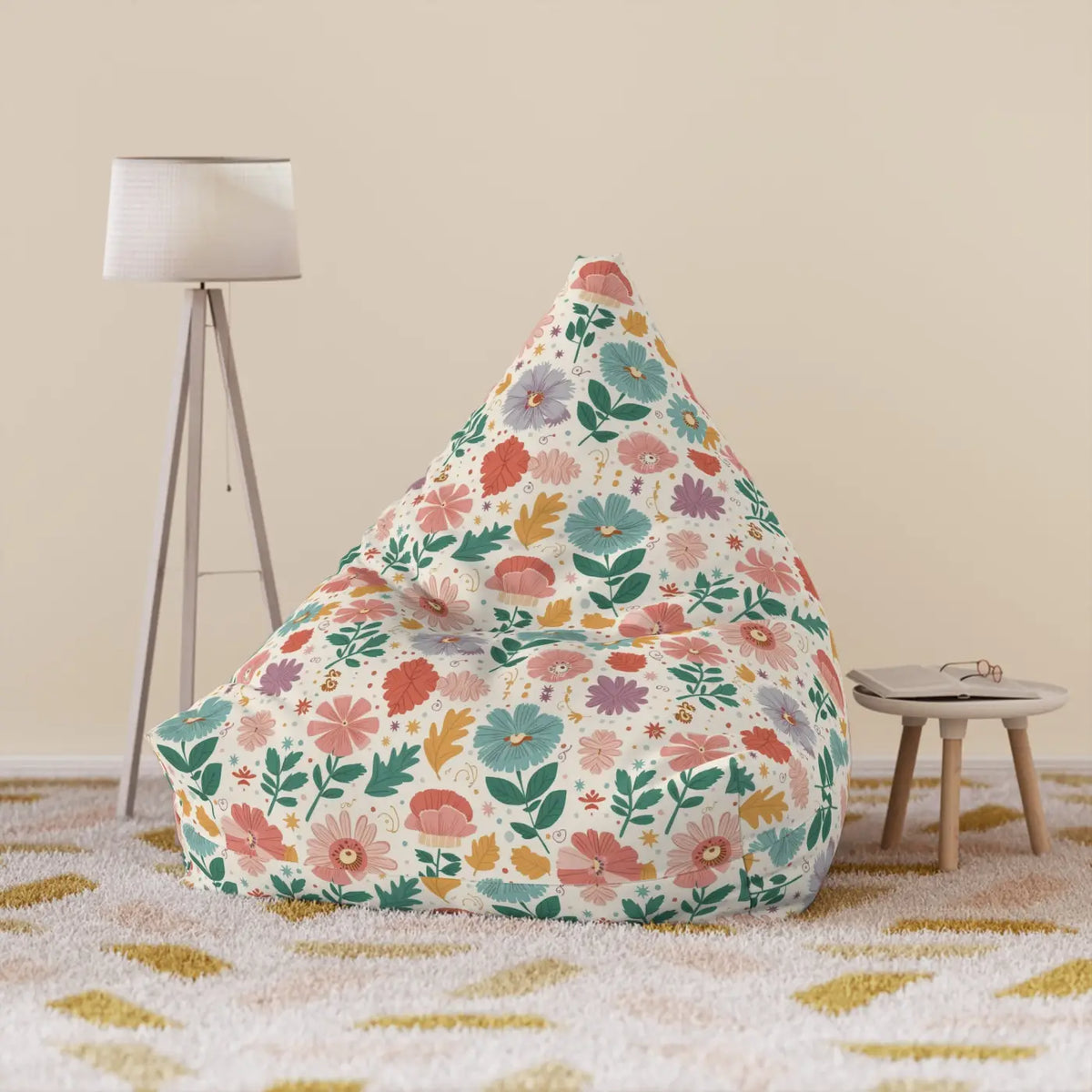 DipaliZ Floral Bean Bag Covers Durable Polyester Fabric