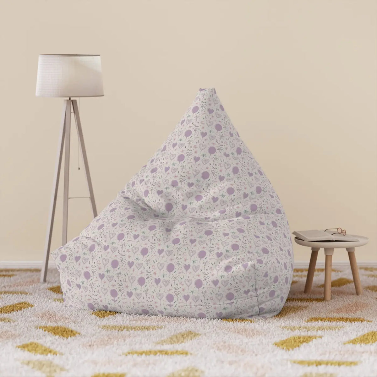 DipaliZ Bean Bag Cover Hearts Pattern Sewn-in Case