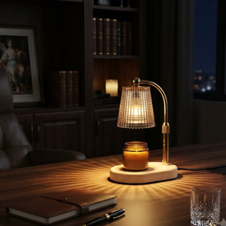 Dimmable Candle Warmer Desk Lamp with Timer | Glass Shade Melter Light