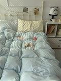 Pastel Blue Gingham Duvet Cover Set